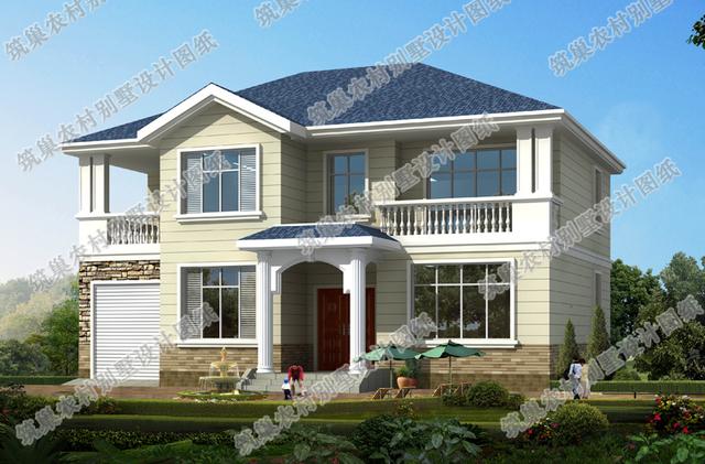 14×11米2廳6臥3衛(wèi)二層農(nóng)村自建房，造價(jià)25萬(wàn)，帶車(chē)庫(kù)