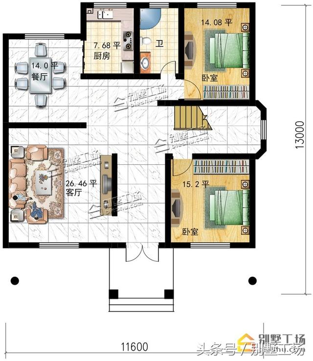 11.6X13m三層農(nóng)村別墅設(shè)計(jì)圖，造價(jià)25萬，真正適合農(nóng)村人的自建房