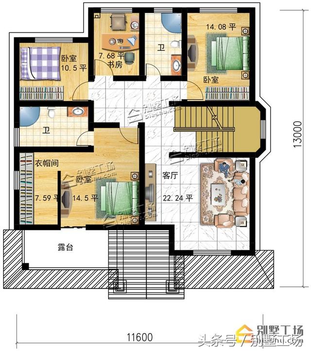 11.6X13m三層農(nóng)村別墅設(shè)計(jì)圖，造價(jià)25萬，真正適合農(nóng)村人的自建房
