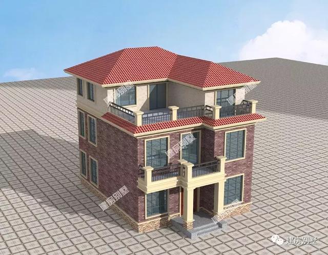 9.3×13米三層農(nóng)村別墅設(shè)計(jì)圖，面磚配的好，也能美的讓人著迷