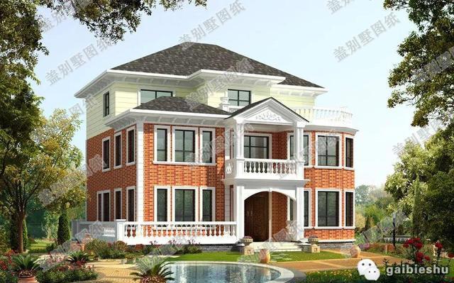 占地面積約160平方米3廳6臥三層別墅設(shè)計(jì)圖，奢華大氣，主體造價55萬