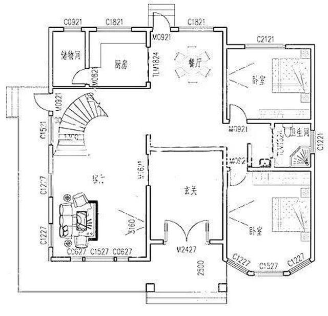 占地面積約160平方米3廳6臥三層別墅設(shè)計(jì)圖，奢華大氣，主體造價55萬