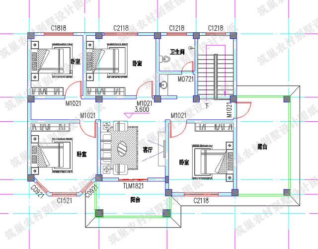 16×10米4廳5臥二層別墅設(shè)計圖，造價28萬，帶車庫飄窗