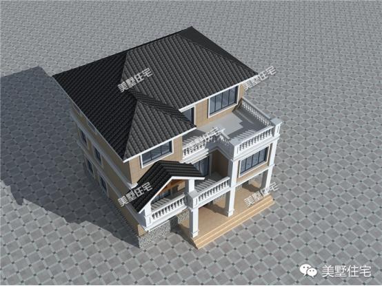 11米X11米三層農(nóng)村別墅設(shè)計圖，神臺堂屋大露臺，農(nóng)村別墅就該這么建