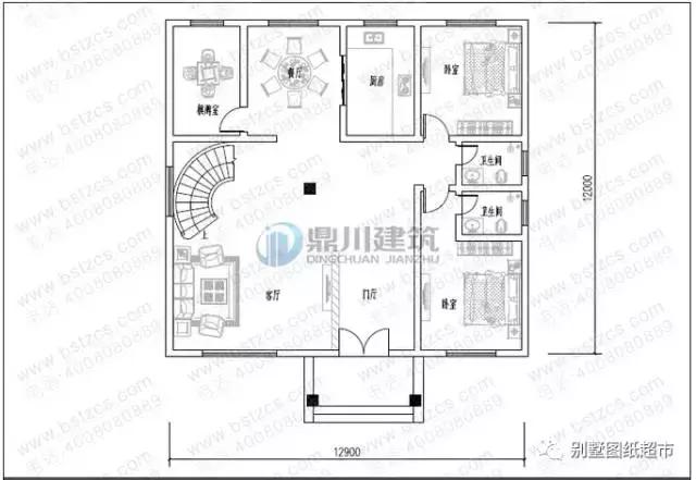 4套帶旋轉(zhuǎn)樓梯三層農(nóng)村別墅設(shè)計(jì)圖，復(fù)式設(shè)計(jì)很大氣，旋轉(zhuǎn)樓梯最驚艷！
