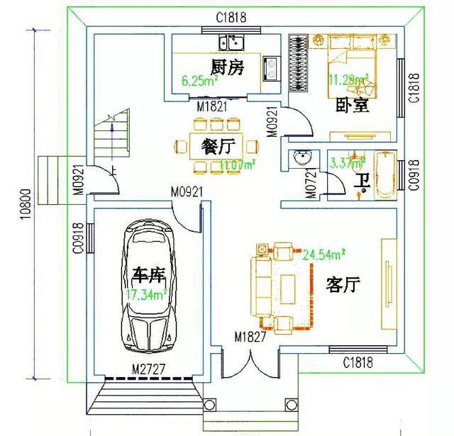 占地約100平方米三層7臥別墅設(shè)計圖，造價28萬