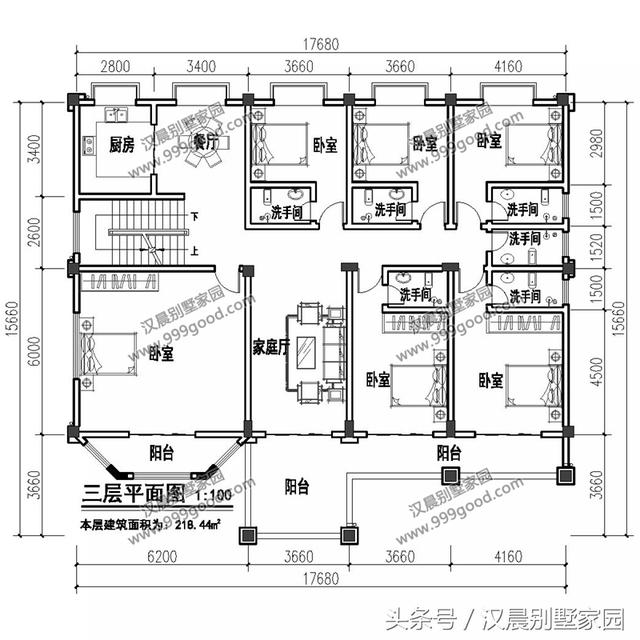 17.6米X15.6米歐式四層別墅設(shè)計(jì)圖，豪華大氣，帶大露臺(tái)+車庫(kù)，商住兩用