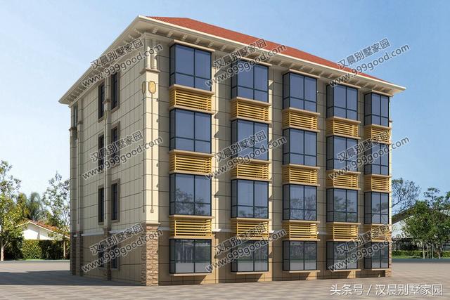 17.6米X15.6米歐式四層別墅設(shè)計(jì)圖，豪華大氣，帶大露臺(tái)+車庫(kù)，商住兩用