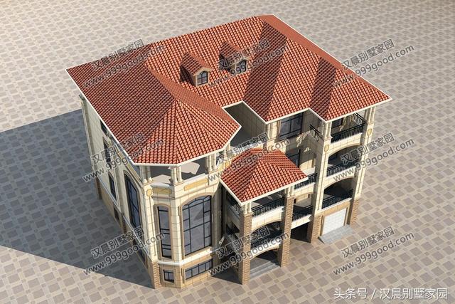 17.6米X15.6米歐式四層別墅設(shè)計(jì)圖，豪華大氣，帶大露臺(tái)+車庫(kù)，商住兩用