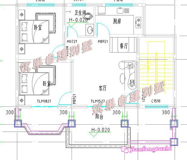 占地90平米的四層農村自建房別墅戶型，帶大露臺，主體造價30萬，可做商鋪