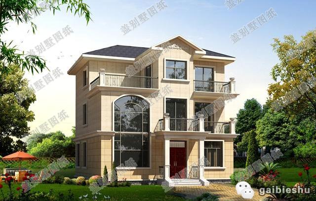 11米×11米三層歐式別墅設(shè)計(jì)圖，外觀簡(jiǎn)潔大氣，帶挑空客廳，主體造價(jià)35萬(wàn)