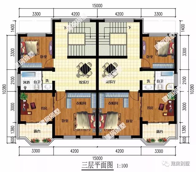 三棟雙拼豪華大氣別墅設(shè)計(jì)圖，外觀美不勝收，共建住宅感情深