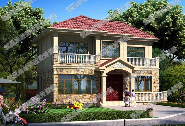 12×10米歐式田園風(fēng)二層農(nóng)村自建房，色彩搭配古樸自然，主體造價20萬左右