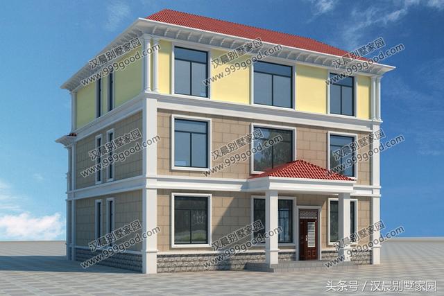 12.3X12.1米三層歐式別墅設(shè)計(jì)圖，大氣經(jīng)典，帶車庫。