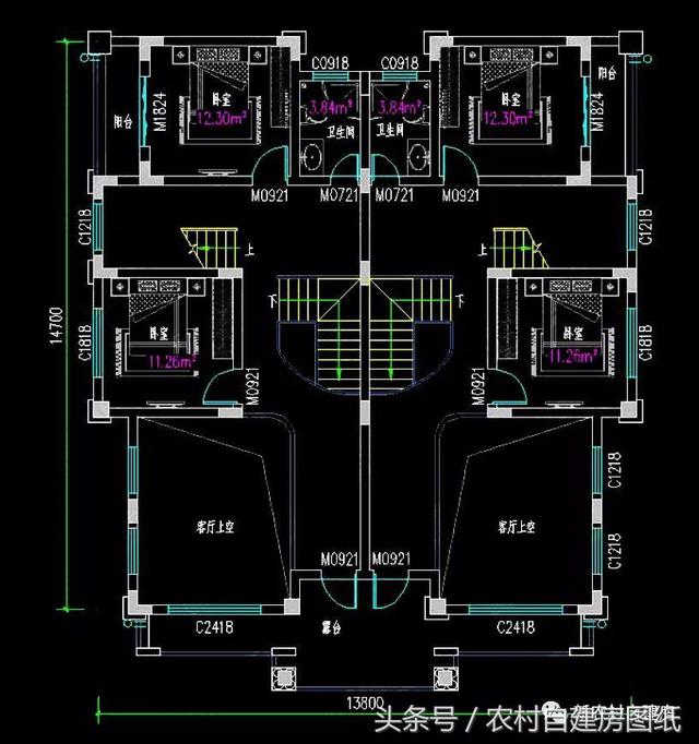 五棟兄弟雙拼別墅設(shè)計(jì)圖，3款共堂屋，一款帶門面，單戶最低16萬(wàn)