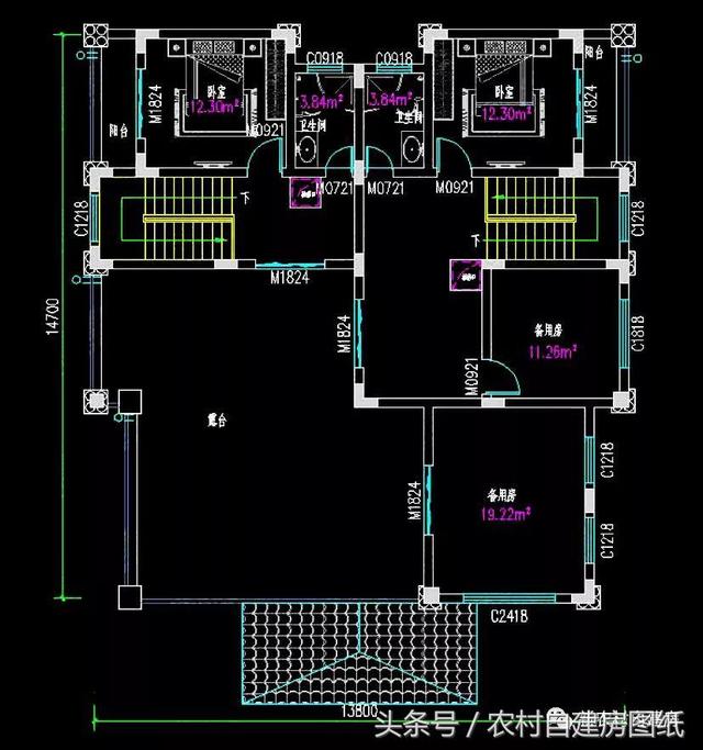 五棟兄弟雙拼別墅設(shè)計(jì)圖，3款共堂屋，一款帶門面，單戶最低16萬(wàn)