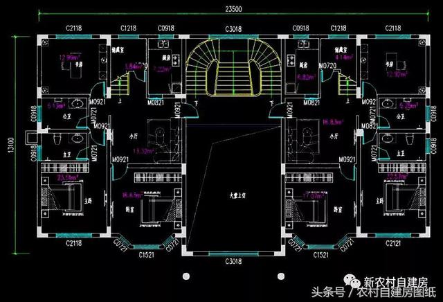 五棟兄弟雙拼別墅設(shè)計(jì)圖，3款共堂屋，一款帶門面，單戶最低16萬(wàn)
