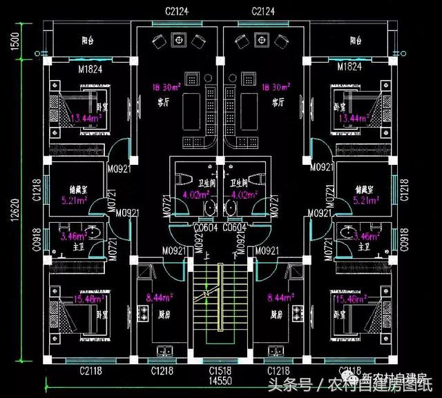 五棟兄弟雙拼別墅設(shè)計(jì)圖，3款共堂屋，一款帶門面，單戶最低16萬(wàn)