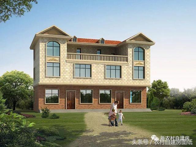 五棟兄弟雙拼別墅設(shè)計(jì)圖，3款共堂屋，一款帶門面，單戶最低16萬(wàn)