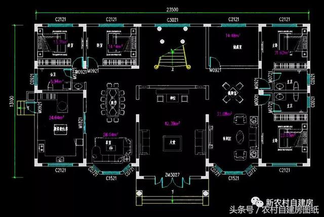 五棟兄弟雙拼別墅設(shè)計(jì)圖，3款共堂屋，一款帶門面，單戶最低16萬(wàn)