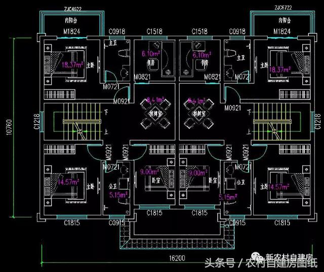 五棟兄弟雙拼別墅設(shè)計(jì)圖，3款共堂屋，一款帶門面，單戶最低16萬(wàn)