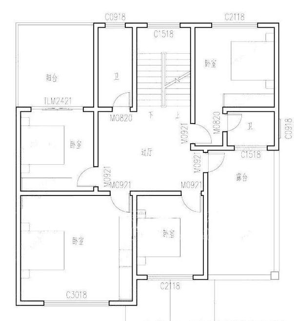 三層農(nóng)村自建帶堂屋車庫(kù)別墅設(shè)計(jì)圖，二三層露臺(tái)高低錯(cuò)落富有參差感，而且有超大的落地窗哦