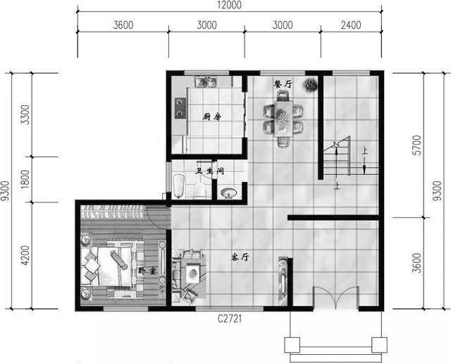 三層新農(nóng)村住宅設(shè)計(jì)圖，占地100平，采用框架結(jié)構(gòu)，主體造價(jià)30萬，附有建成效果圖