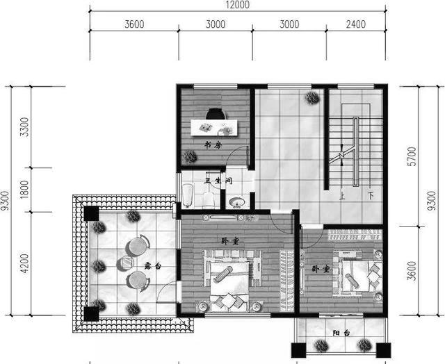 三層新農(nóng)村住宅設(shè)計(jì)圖，占地100平，采用框架結(jié)構(gòu)，主體造價(jià)30萬，附有建成效果圖