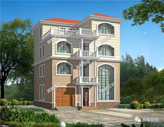 11X10米四層農(nóng)村別墅設(shè)計圖，車庫+大露臺+挑空客廳，住著舒服又寬敞