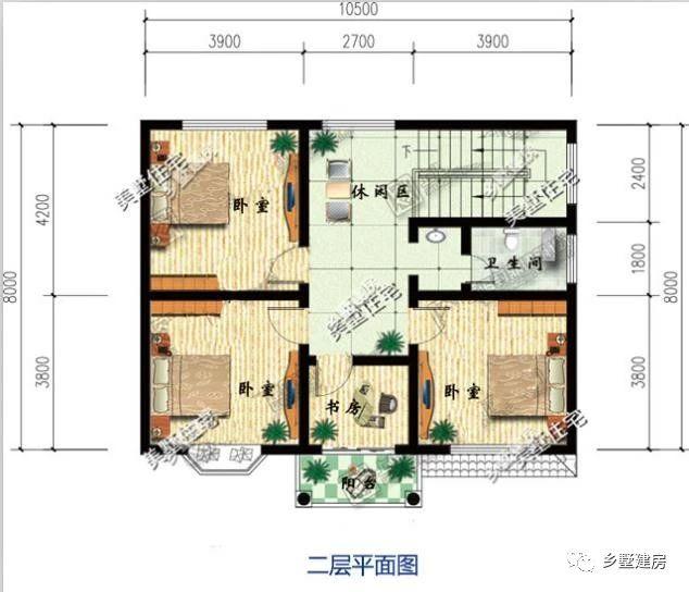 二層現(xiàn)代風(fēng)格農(nóng)村自建房設(shè)計圖，黃墻紅頂醒目又溫馨，大家都要這樣建！