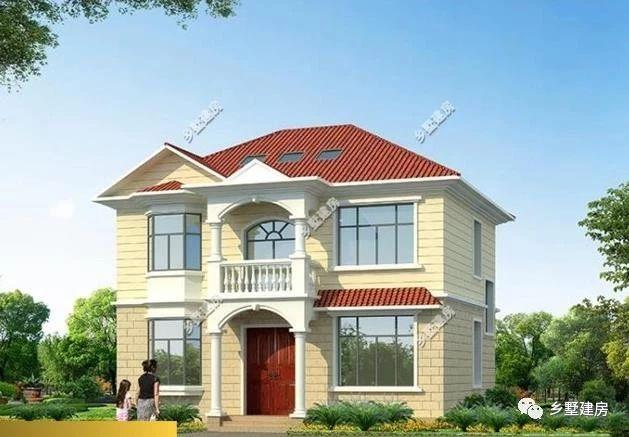 二層現(xiàn)代風(fēng)格農(nóng)村自建房設(shè)計圖，黃墻紅頂醒目又溫馨，大家都要這樣建！