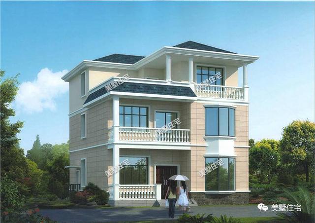 30萬10X12米三層別墅設(shè)計圖，7室2廳大露臺，建一棟自己的小房子，感受這身邊的美好