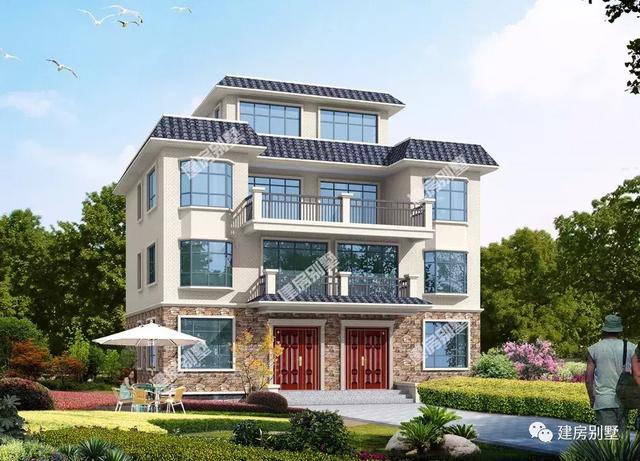 兩棟小戶型的雙拼別墅設(shè)計圖，第一棟坡屋頂時尚美觀，第二棟平屋頂造價低，還能做空中花園