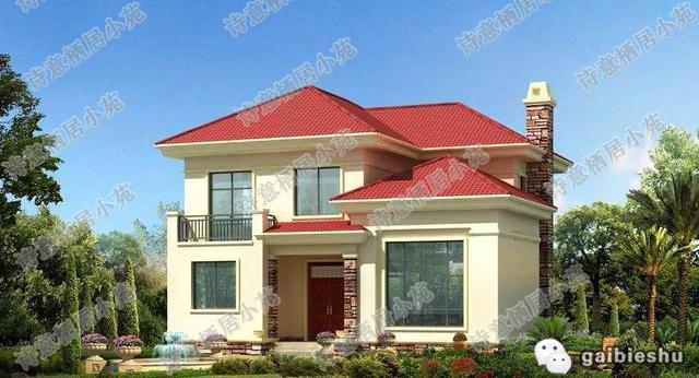 一款歐式田園風(fēng)格二層別墅設(shè)計(jì)圖，主體25萬(wàn)11×11米4廳4臥帶挑空客廳