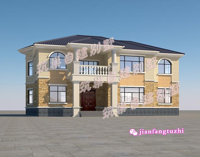 二層帶煙囪農(nóng)村自建別墅設(shè)計(jì)圖，磚混結(jié)構(gòu)18x10米160平米，主體造價(jià)25萬(wàn)