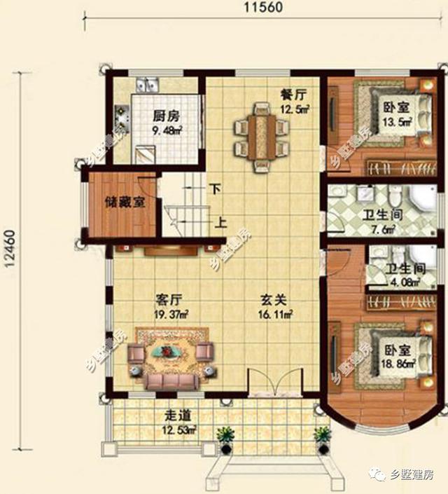 2款三層別墅戶型圖，內部很實用，性價比超級高，造價不到30萬就能建起來了！