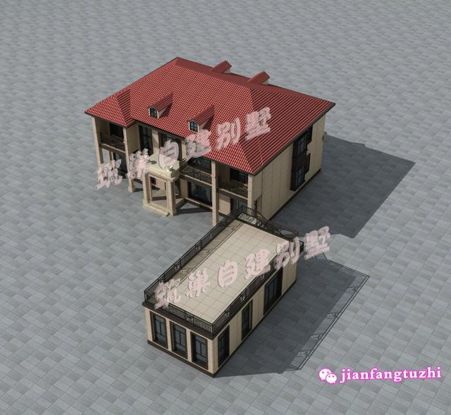 二層農(nóng)村自建別墅設(shè)計(jì)圖18x12米，室外廚房+外樓梯，造價(jià)只要40萬