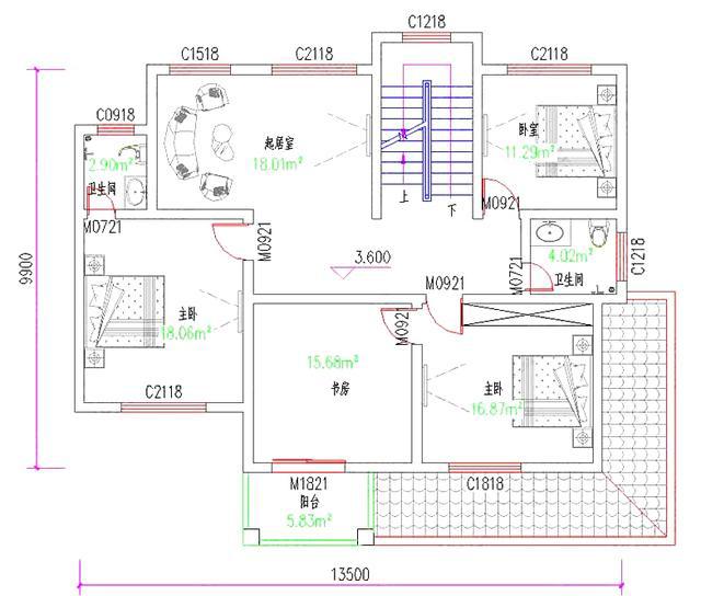 地中海風格三層別墅設計圖，占地130平方米，采用磚混結構類型，主體造價40萬