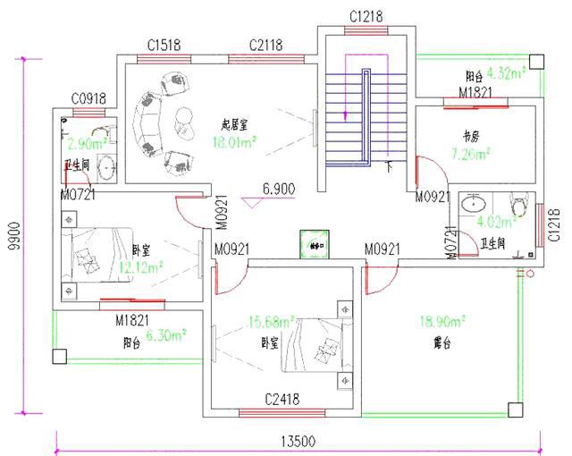 地中海風格三層別墅設計圖，占地130平方米，采用磚混結構類型，主體造價40萬
