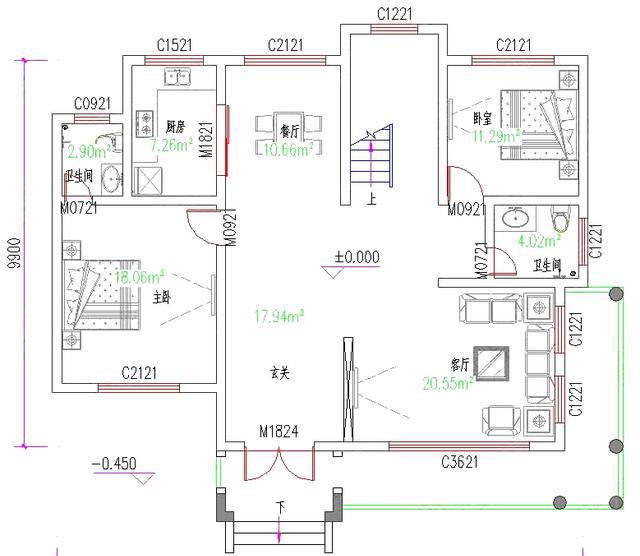 地中海風格三層別墅設計圖，占地130平方米，采用磚混結構類型，主體造價40萬