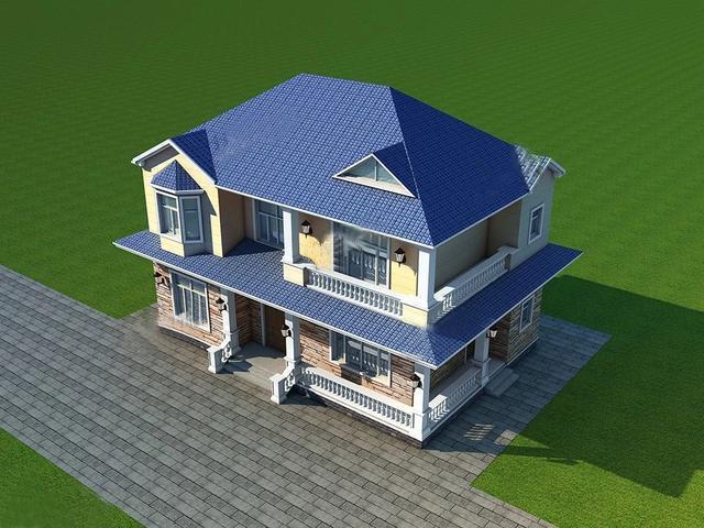 農(nóng)村二層別墅圖，造價(jià)低造型美，清新靚麗的氣質(zhì)，和鄉(xiāng)村田園氣息非常吻合