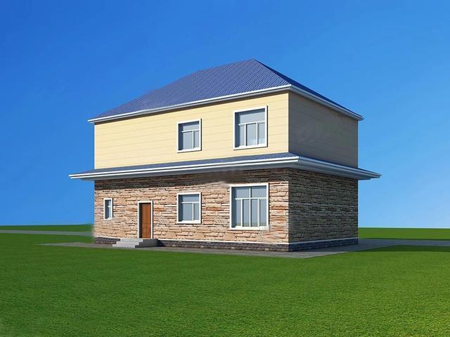 農(nóng)村二層別墅圖，造價(jià)低造型美，清新靚麗的氣質(zhì)，和鄉(xiāng)村田園氣息非常吻合