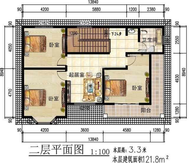 農(nóng)村二層別墅圖，造價(jià)低造型美，清新靚麗的氣質(zhì)，和鄉(xiāng)村田園氣息非常吻合