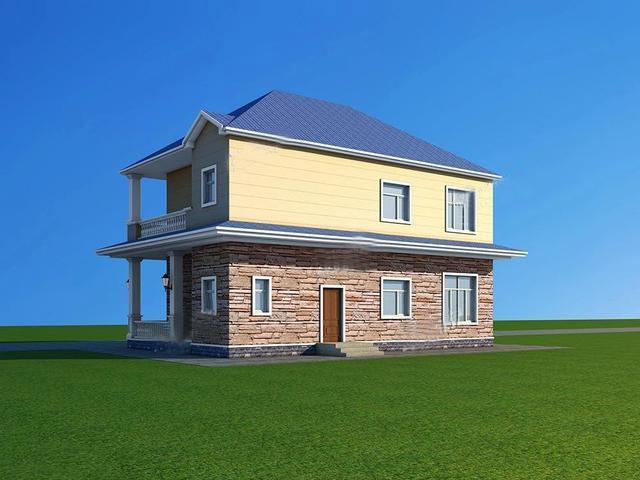 農(nóng)村二層別墅圖，造價(jià)低造型美，清新靚麗的氣質(zhì)，和鄉(xiāng)村田園氣息非常吻合