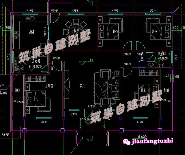 3款一層農(nóng)村平層別墅設(shè)計(jì)圖造價(jià)10多萬(wàn)2廳4臥，既然是蓋一層，當(dāng)然是怎么實(shí)惠怎么來(lái)