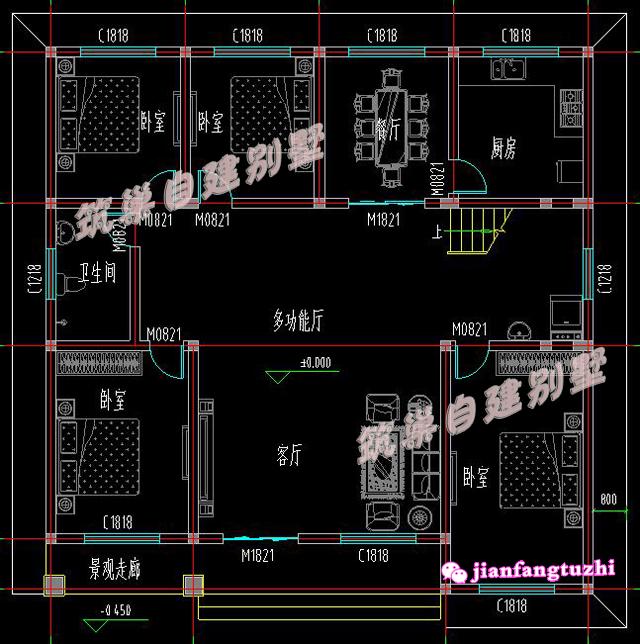 3款一層農(nóng)村平層別墅設(shè)計(jì)圖造價(jià)10多萬(wàn)2廳4臥，既然是蓋一層，當(dāng)然是怎么實(shí)惠怎么來(lái)
