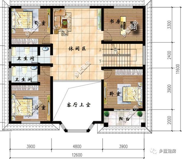 一款二層農(nóng)村自建別墅設(shè)計圖，淡黃色的外觀墻，既不顯庸俗又很好得融入鄉(xiāng)村環(huán)境