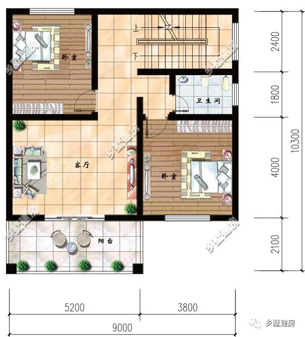 9X10米農(nóng)村三層別墅設(shè)計(jì)圖，為小宅基小戶型量身定制，小面積照樣高大上