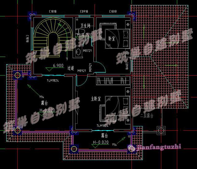 13x10.8米三層自建別墅小洋樓設(shè)計圖，磚紅色屋頂+超大落地窗+大露臺，真是太漂亮了