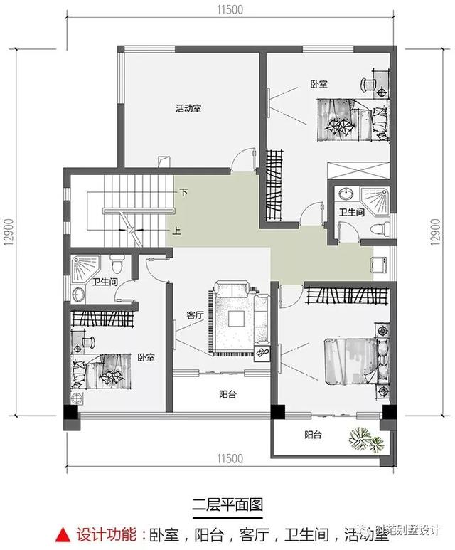 看多了形形色色的歐式住宅，換個(gè)樸素簡約帶內(nèi)院泳池和書房的現(xiàn)代別墅戶型圖看一看